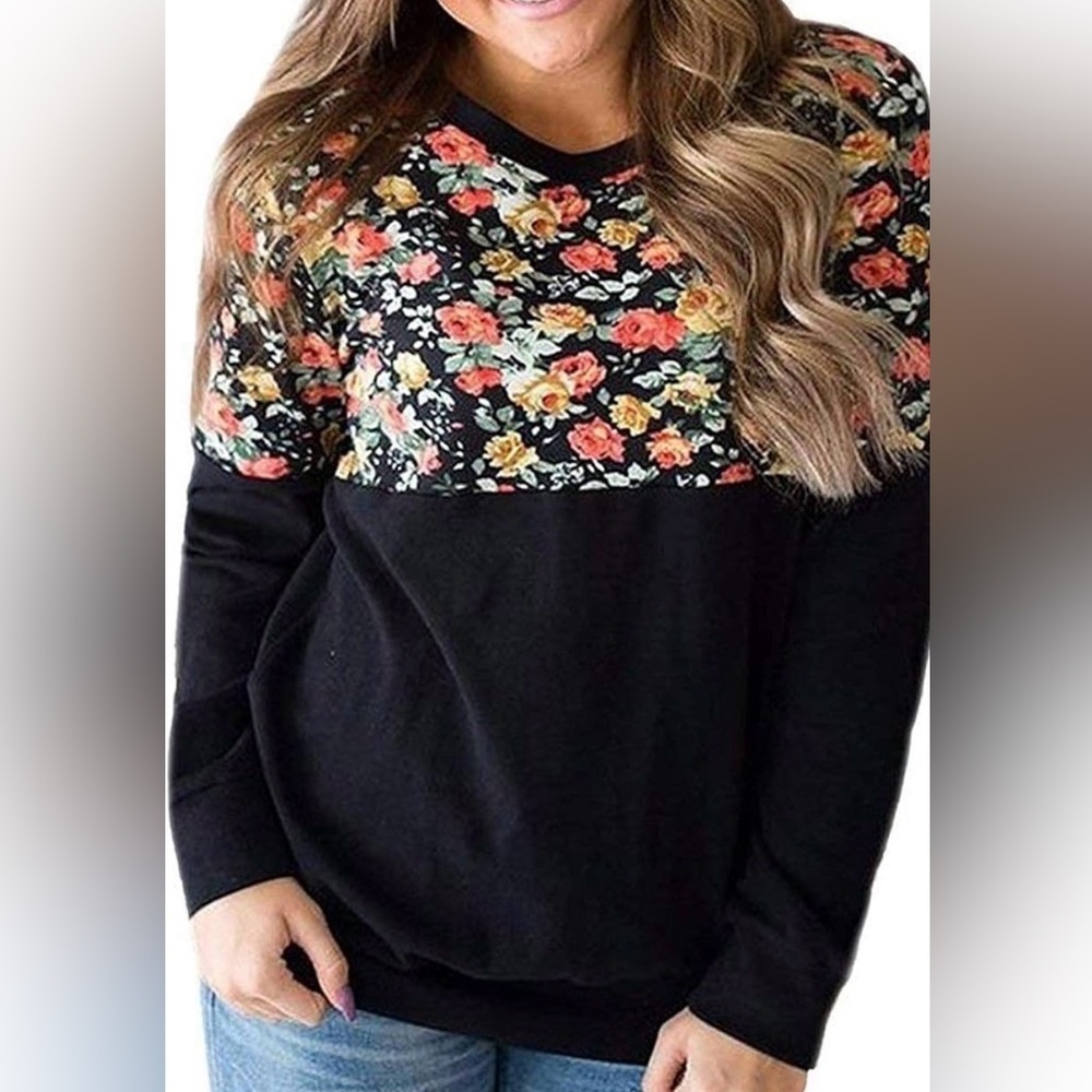 SHEIN Floral Print Raglan Sleeve Pullover 3xl